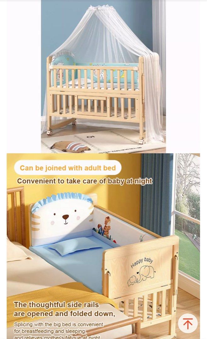 Wooden Crib with Storage on Carousell