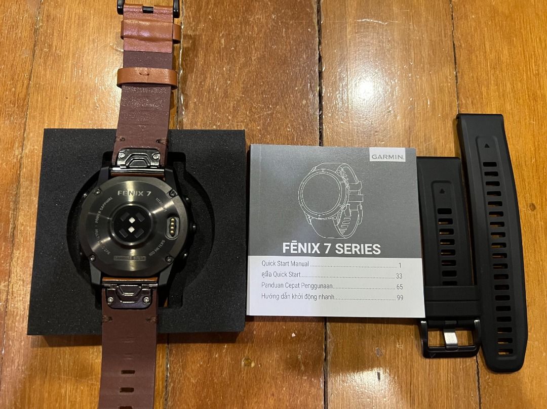 Garmin Fenix 7 Pro Sapphire Solar Brown Leather Strap Watch