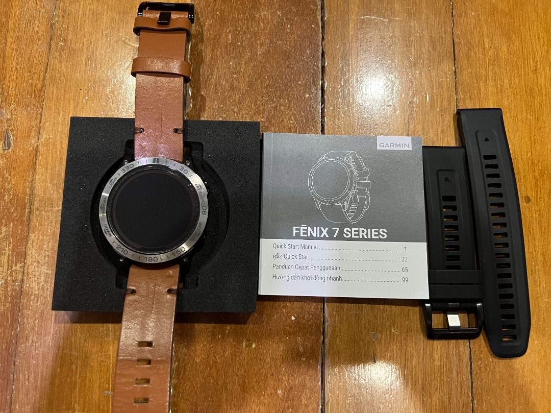 WTS Garmin Fenix 7 Sapphire Solar Leather Strap Men s Fashion