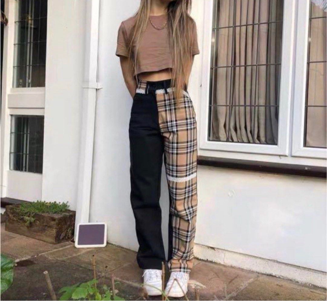 Checkered jeans sales