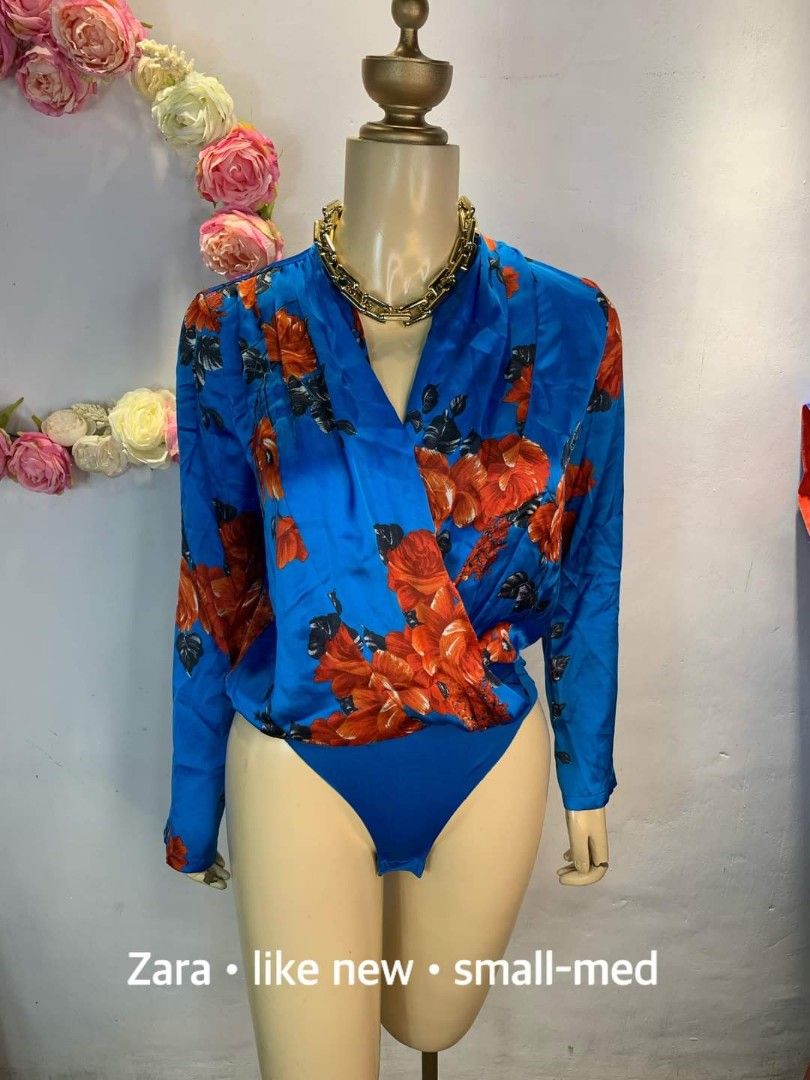 Zara Blue Floral Bodysuit