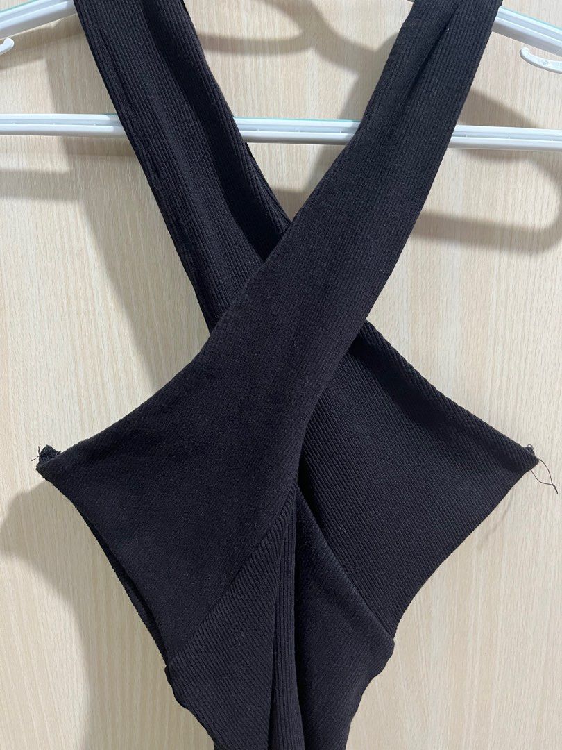 Zara Cross Halter Black Top on Carousell
