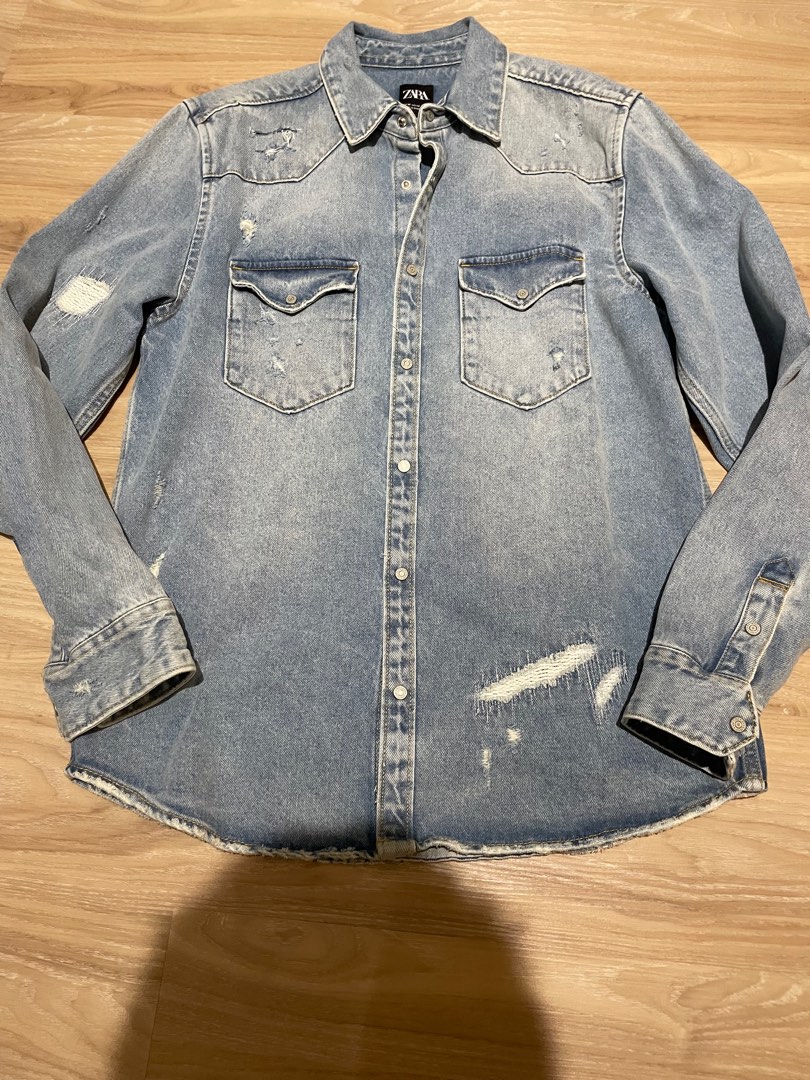 Zara Denim Shirt, Men's Fashion, Coats, Jackets and Outerwear on