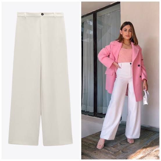 Zara Oyster White Wide leg Straight full Trousers, Women's Fashion, Bottoms,  Other Bottoms on Carousell