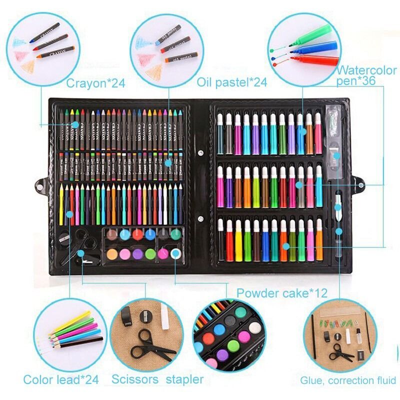 150 Pieces Kids Deluxe Artist Drawing & Painting Set,Art Supplies for Drawing Portable Plastic Case with Oil Pastels, Crayons, Colored Pencils
