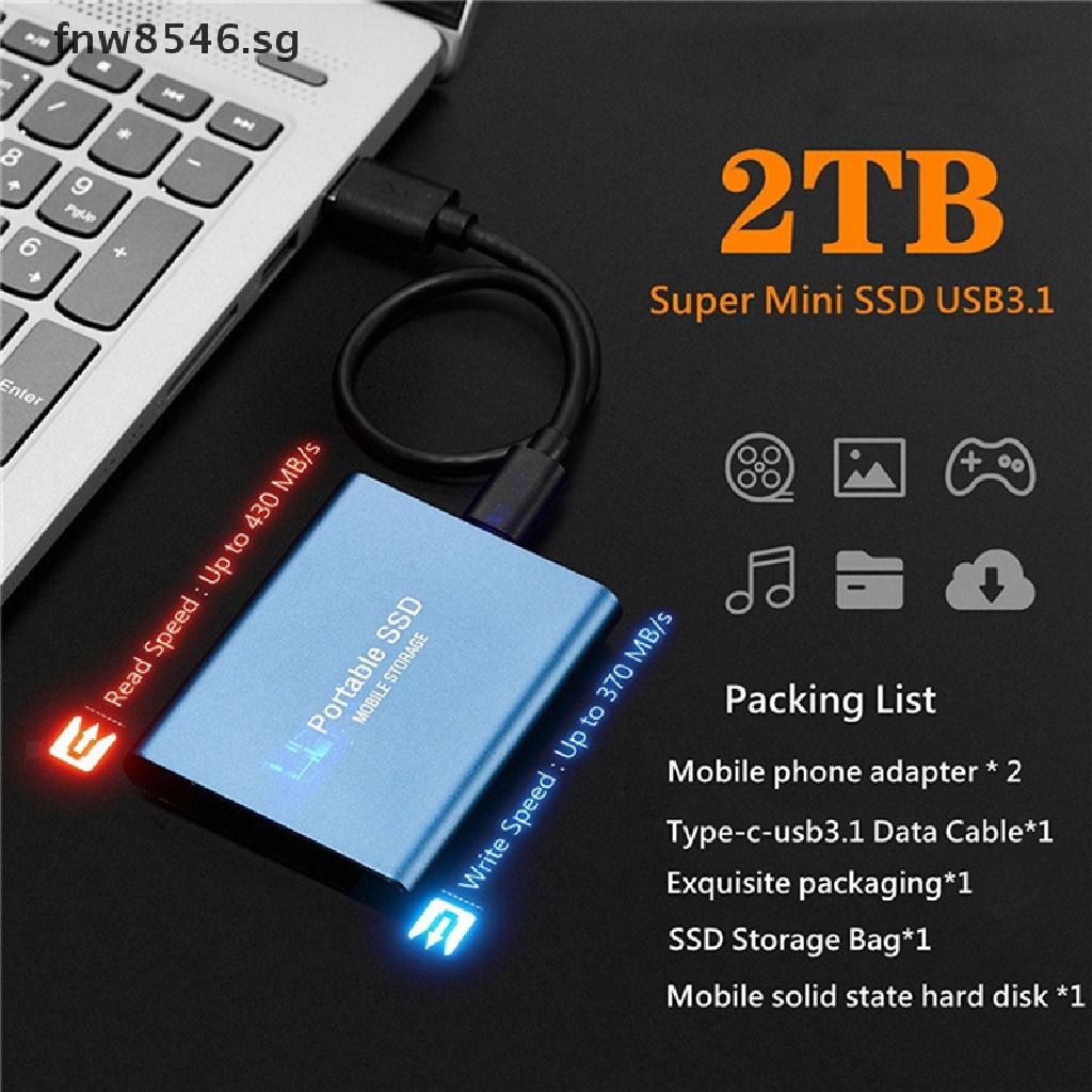 4TB2TB1TBGB Mobile Hard Disk Type C USB3.1 Portable SSD Solid