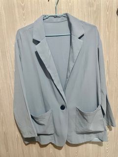 淺藍灰色 素色 涼感休閒西裝外套