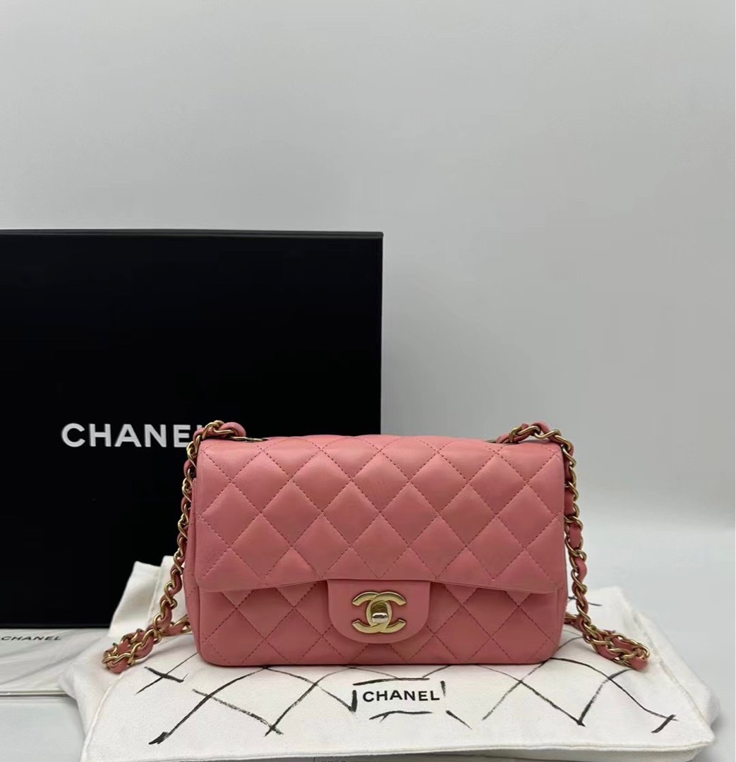 💯 Authentic Chanel Mini Rectangular Lambskin Pink, Luxury, Bags & Wallets  on Carousell