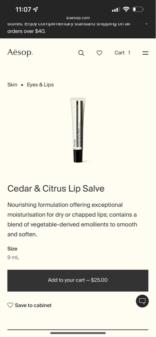 AESOP Cedar & Citrus Lip Salve, Beauty & Personal Care, Face, Face Care ...