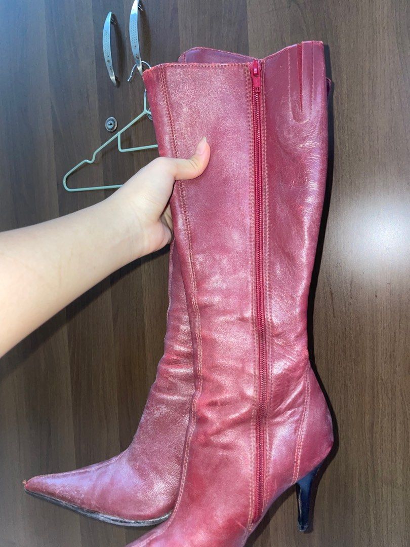 aldo red leather heeled boots Women s Fashion Footwear Boots on