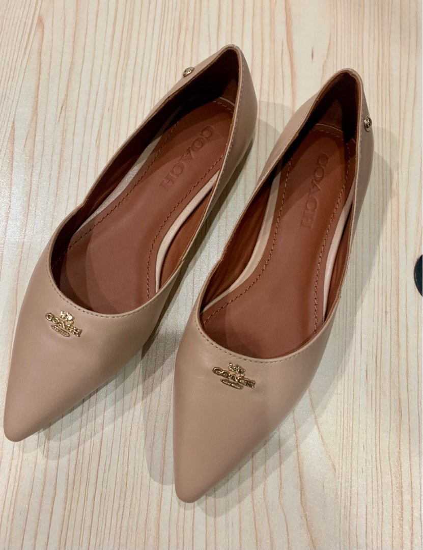Authentic Coach Nude Leather Flat
