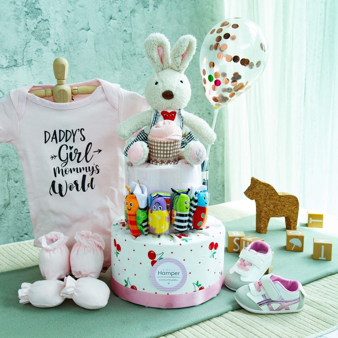 Baby Diaper Cakes Hopscotch Dreams baby shoes clothes blanket toy balloon giftset newborn