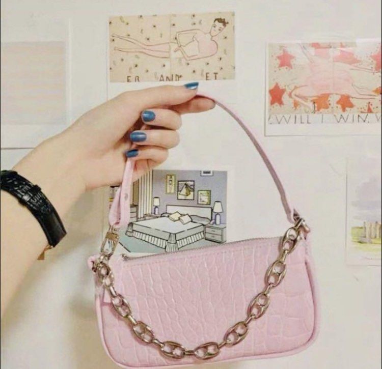 Baby pink shop baguette bag