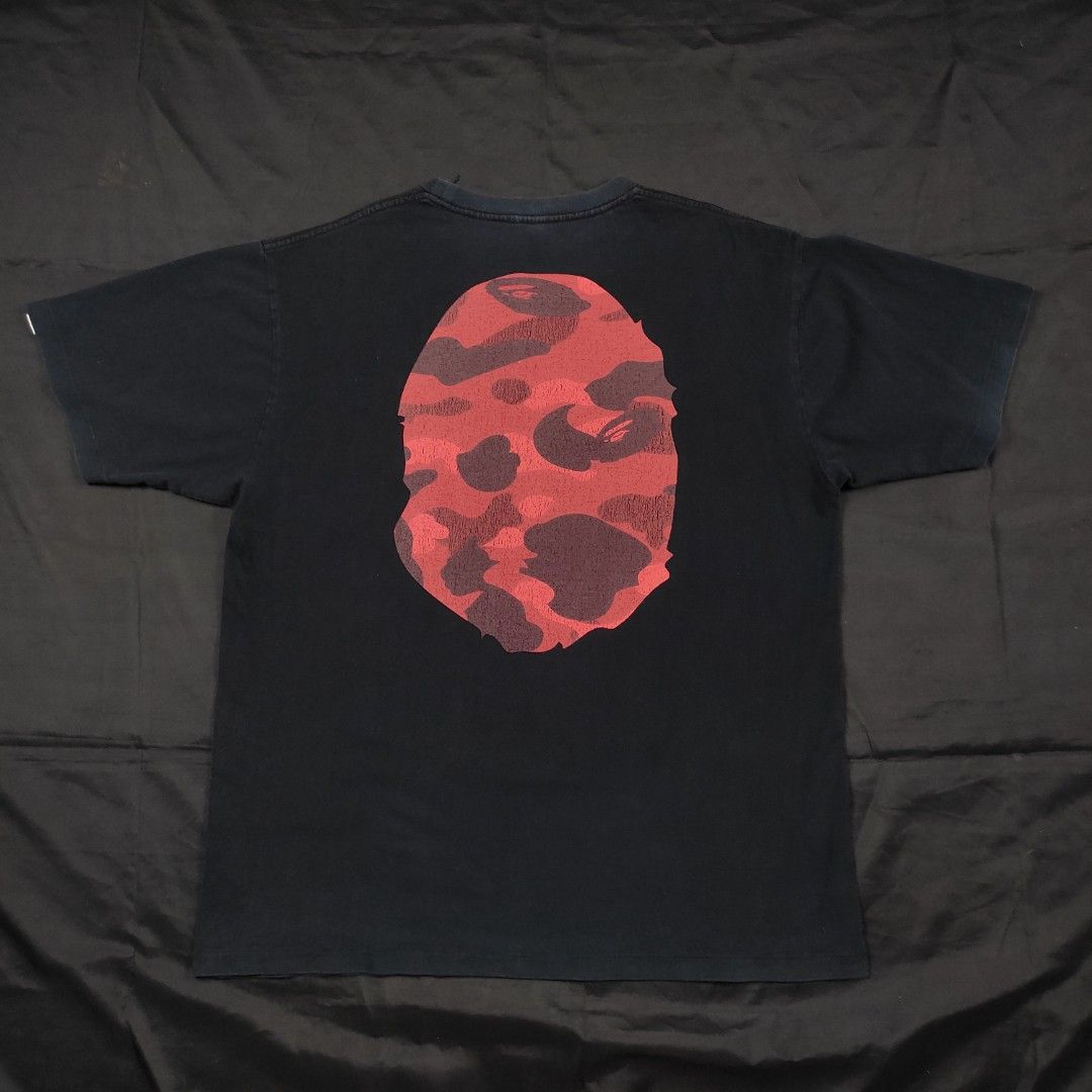 BAPE BIGHEAD RED CAMOU SHIRT (Category: Tshirts & Polo Shirts ) located in Quezon City. Submitted by cyborgph (Listing ID 1247564540, Image 3). Description: BAPE BIG HEAD RED CAMOU SHIRT 22*27 in good condition issue: good fade, crack prints and cut tag.