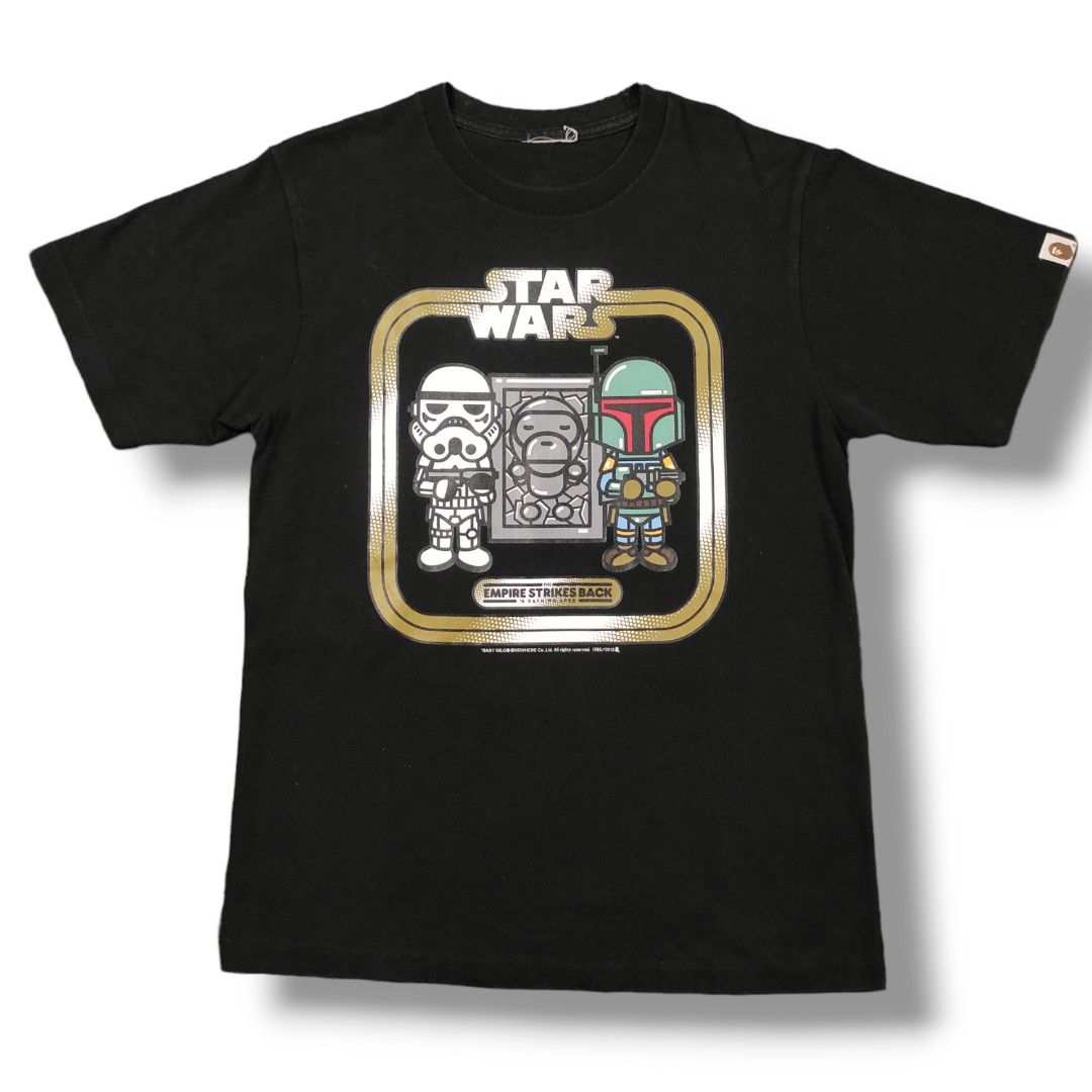 BAPE X STARWARS (Category: Tshirts & Polo Shirts ) located in Quezon City. Submitted by cyborgph (Listing ID 1247554794, Image 1). Description: BAPE X STARWARS 17.5 by 25 in good condition cut tag negotiable just shoot your offer.
