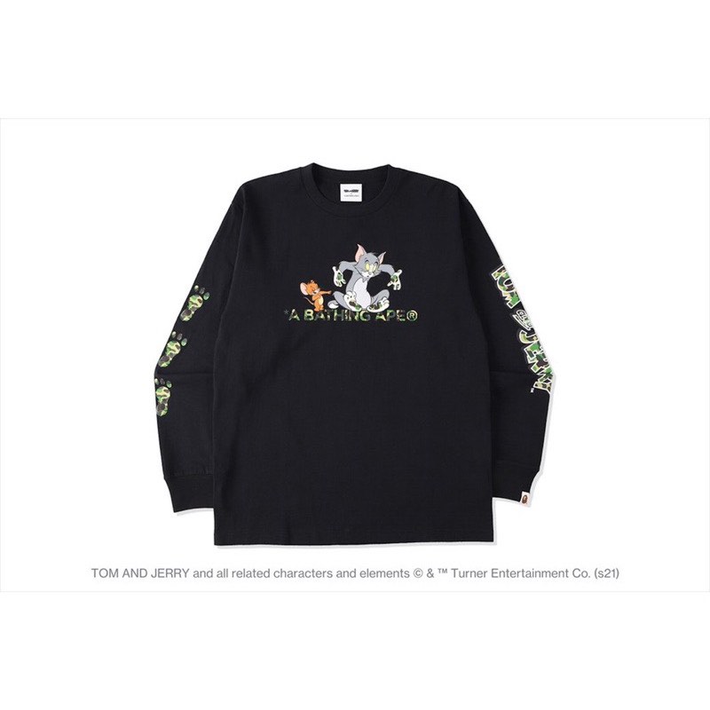 BAPE X TOM AND JERRY FOOTPRINTS L/S TEE 湯姆貓與傑利鼠聯名長袖長t