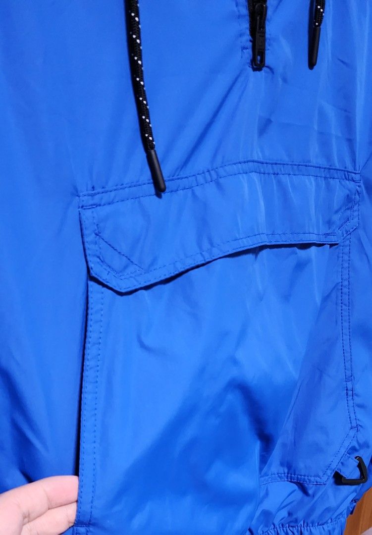 Bershka overhead windbreaker jacket with half zip in camo