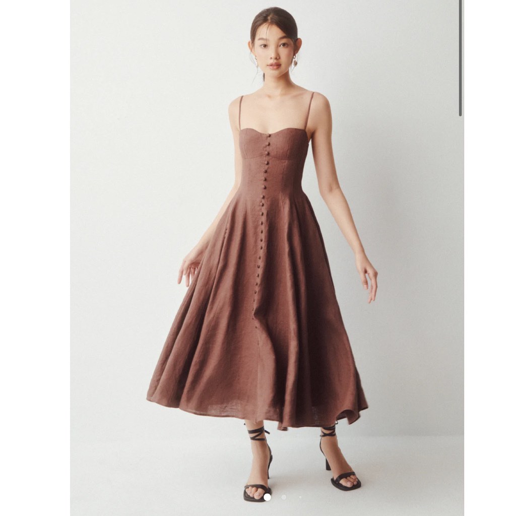 BNWT caramel monster Rennie midi dress in coffee size S, Women's Fashion, Dresses & Sets