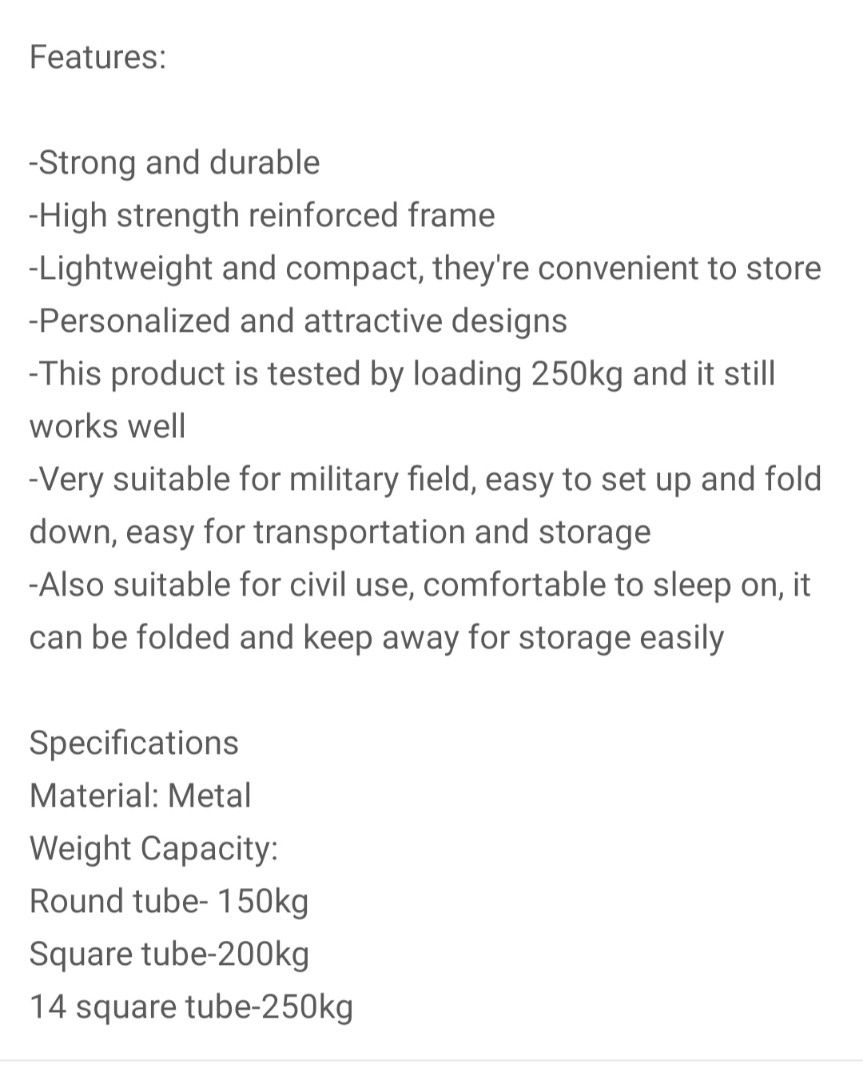 Camping Bed, Sports Equipment, Hiking & Camping on Carousell