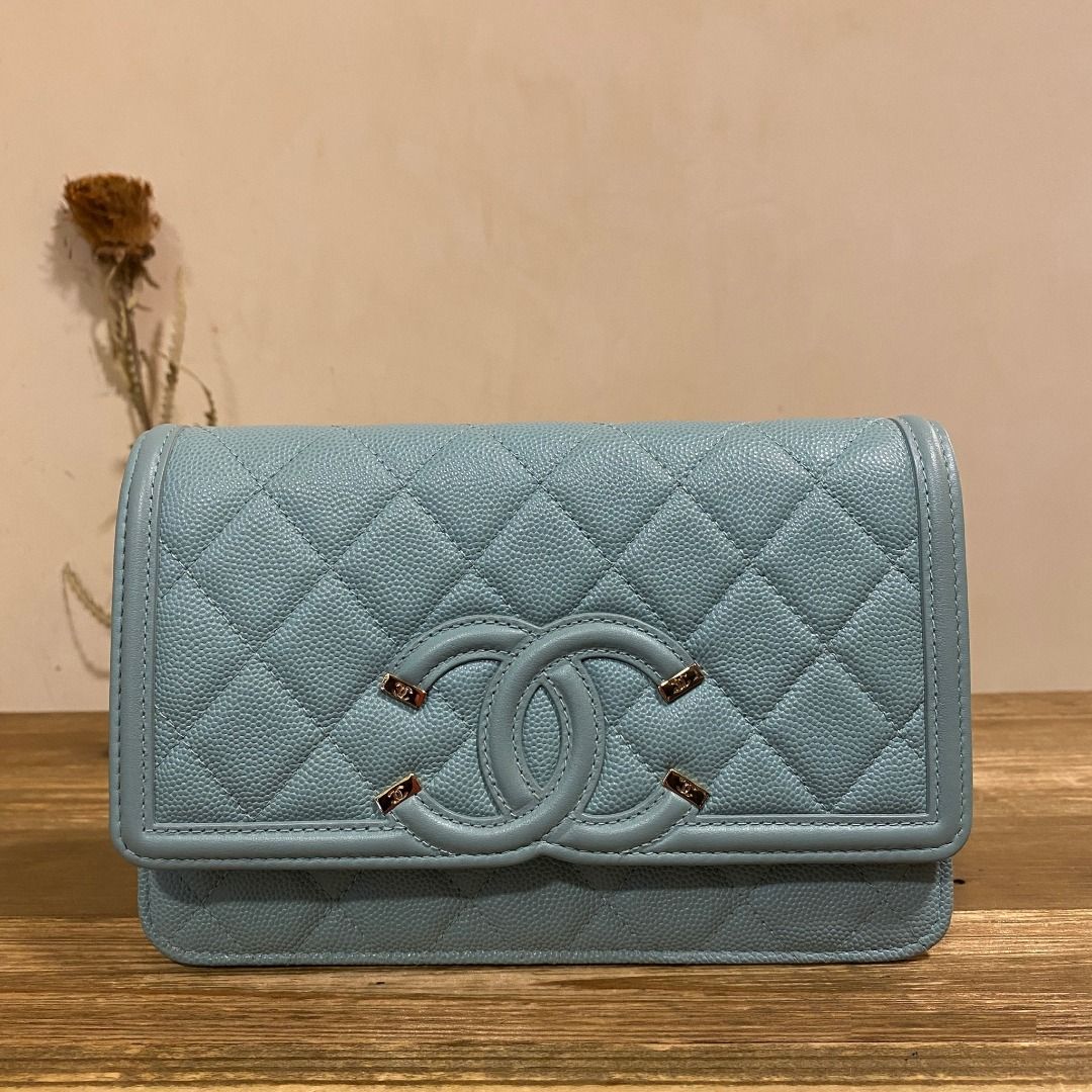 Chanel Tiffany blue woc, Luxury, Bags & Wallets on Carousell