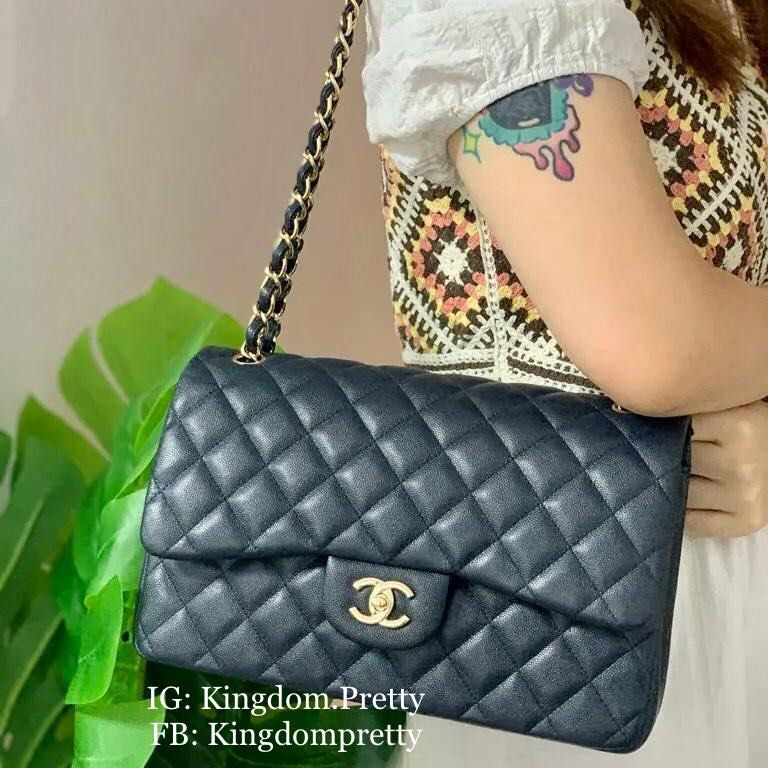 Chanel Classic Flap Bag in Caviar Jumbo Size Navy, Gold Hardware GHW  Grained Calfskin Pre-order, Luxury, Bags & Wallets on Carousell