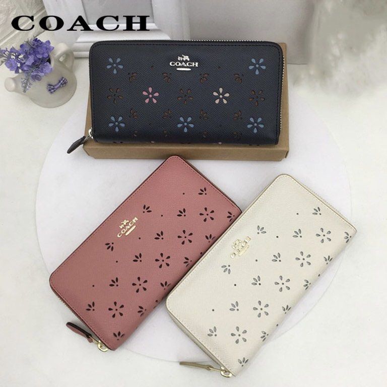 Coach Accordion Zip Wallet with Perforated Floral F29383 Women s Fashion Bags Wallets Wallets Card Holders on Carousell