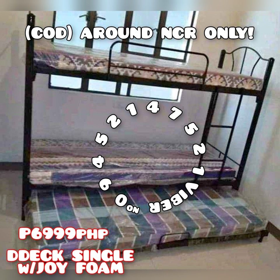 COD. DOUBLE DECK WITH JOY FOAM WITH PULLOUT (30"30" 30"75) SIZE (Category: Bed Frames & Mattresses) located in Manila. Submitted by jhengsellav (Listing ID 1247551799, Image 1). Description: CASH ON DELIVERY 🚚 ADD ON SHIPPING FEE DIPENDS LOCATION! ✅ HEAVY DUTY ✅GOOD QUALITY ✅FULL WELDING ✅ AFFORDABLE AND FREE ASSEMBLE!!! PLEASE DERRECT MESSAGE FOR INTERESTED INFO THANK YOU ☺️☺️ CONTACT "09452147521 AVAILABLE DIN FOR VIBER!,.