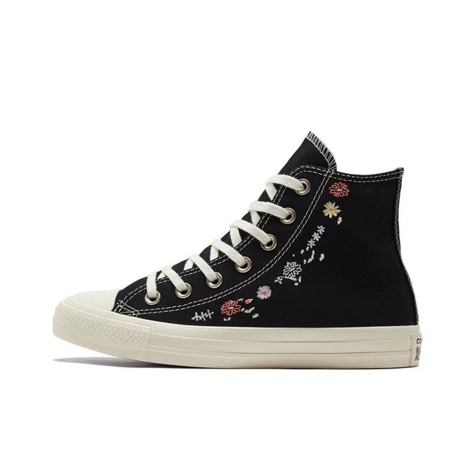 Flowered converse sneakers top