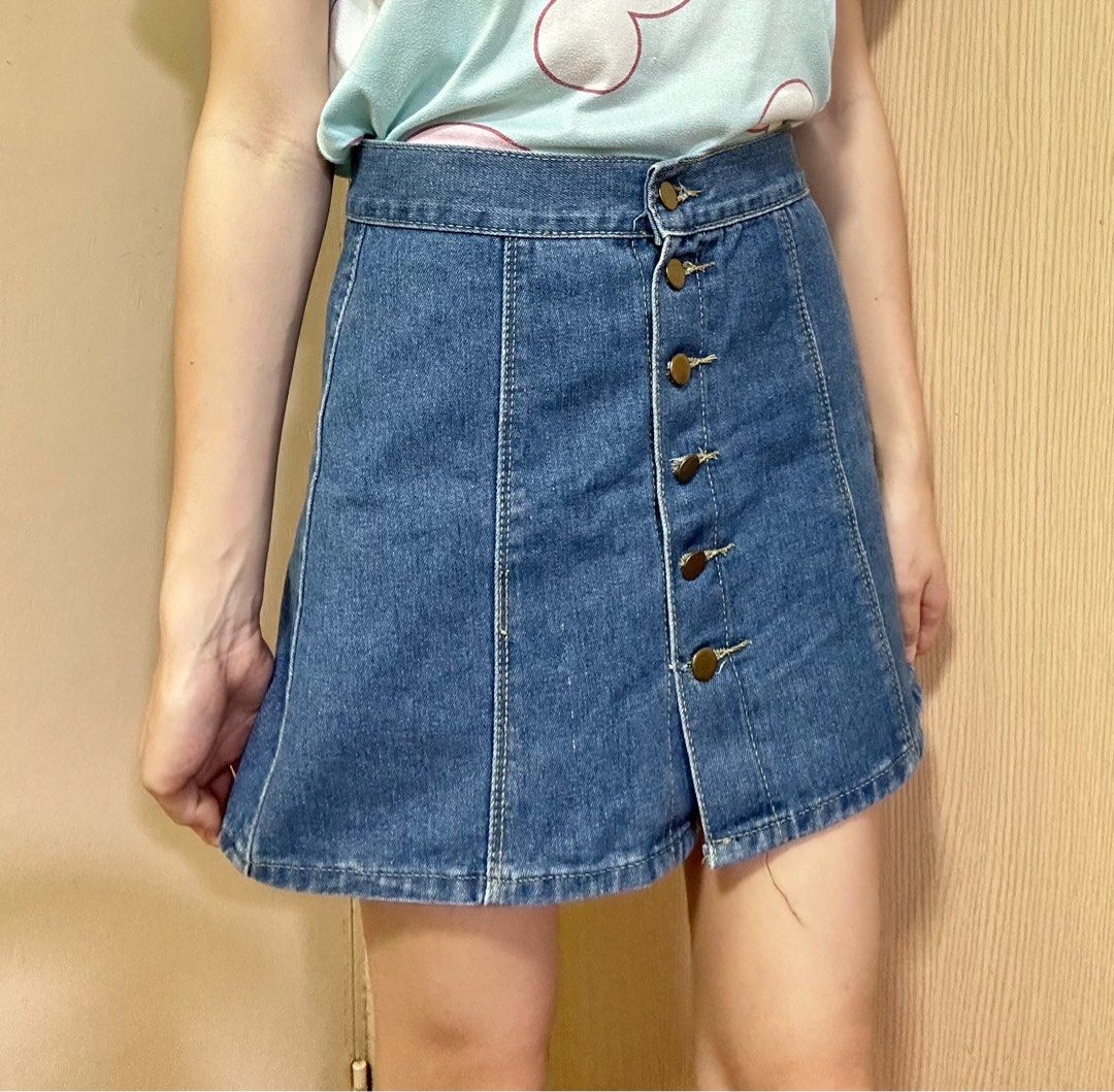 High waist palda maong clearance