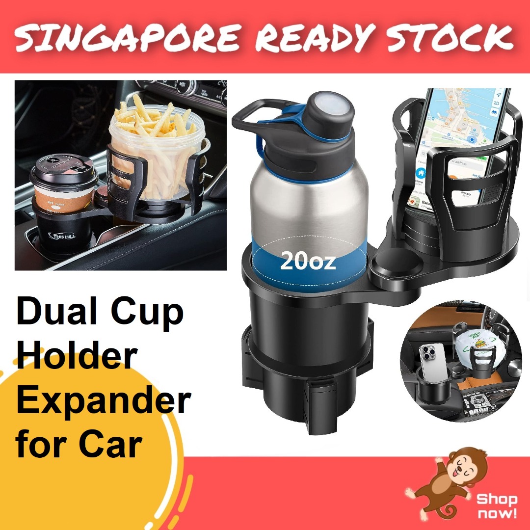 Car Cup Holder Expander Adjustable Base with Phone Mount THIS HILL