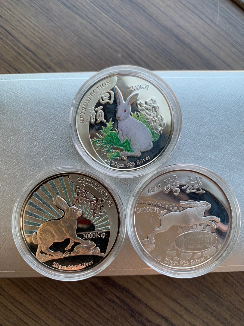 F203 - Laos 1999 Silver Proof Lunar Rabbit Coins Set, Hobbies & Toys ...
