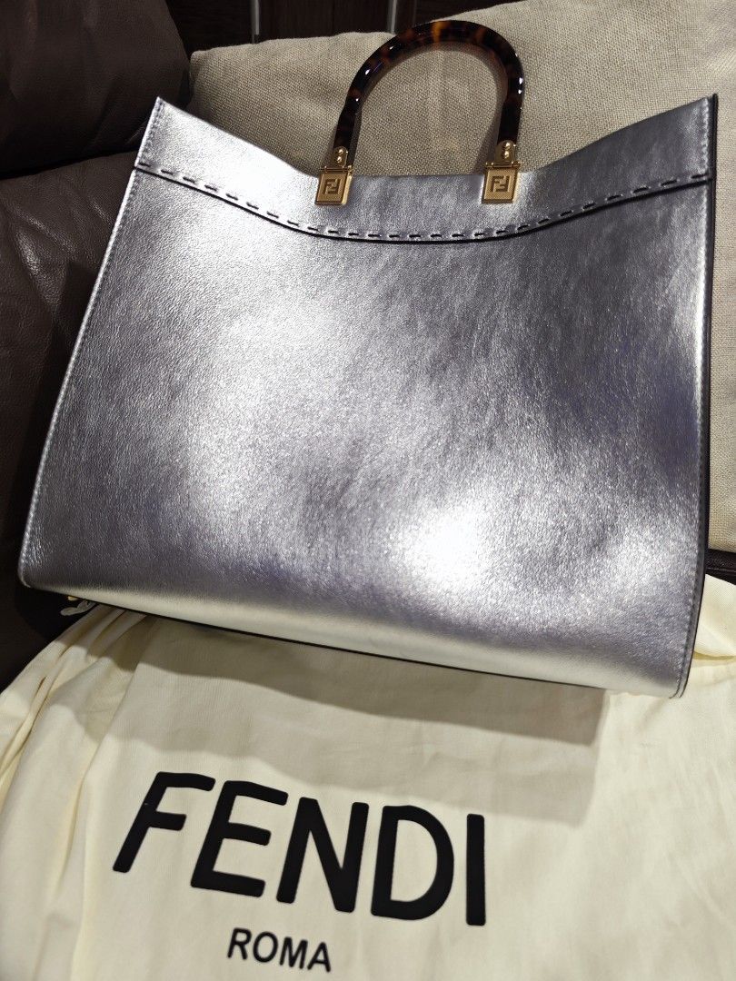 Fendi Sunshine Medium - gray leather shopper