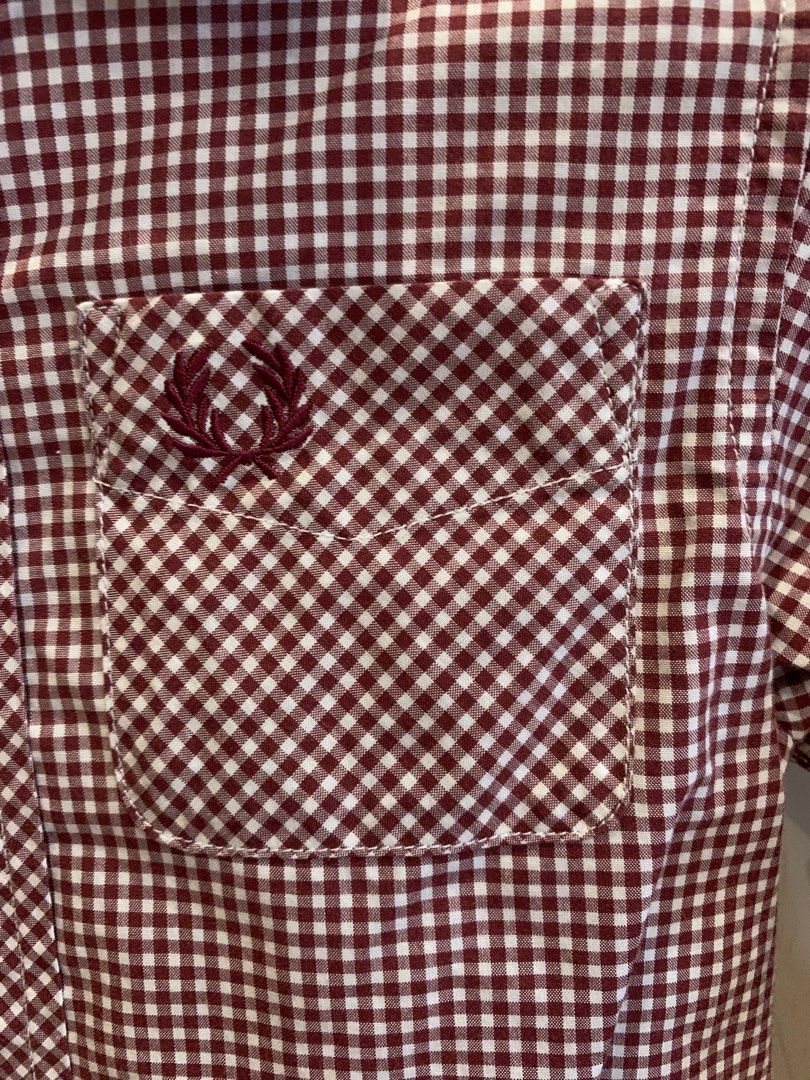 FRED PERRY KIDS CLASSIC GINGHAM L S SHIRT IN BURGUNDY Babies