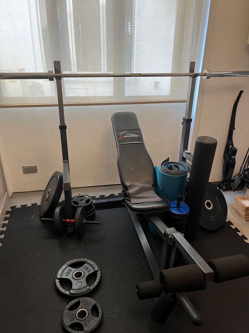 Full Weight bench press and leg set 95kg dumb bells 20kg Sports