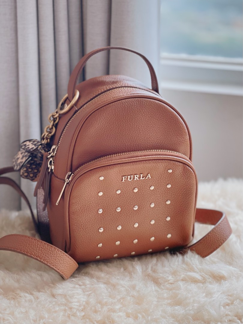Furla Frida small backpack in cognac brown Women s Fashion Bags