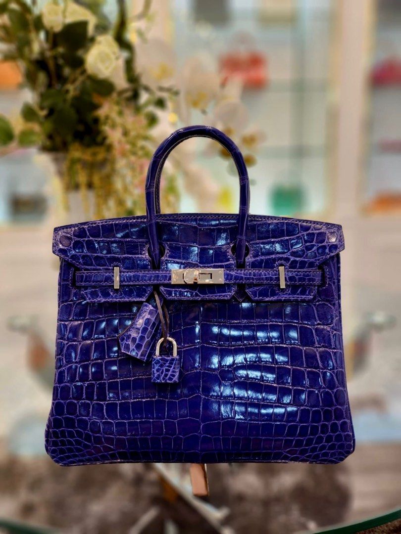 GOOD DEAL HERMES BIRKIN 25 BLUE ELECTRIC CROCODILE LEATHER NILOTICUS Luxury Bags Wallets on Carousell