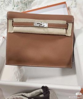 Hermes Etoupe Alezan Biscuit Epsom Mini Kelly II 20 Bag Pochette Clutch