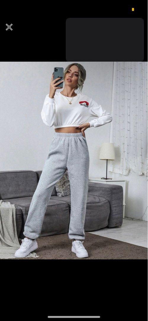 High Waisted Elastic waist sweatpants Women s Fashion Bottoms