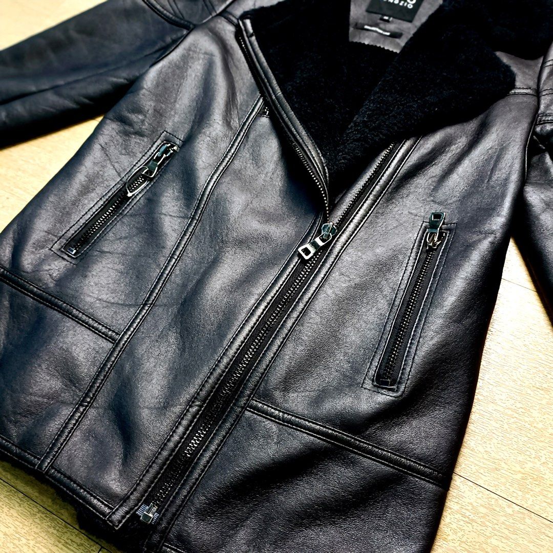 [HOT] ZIO SONGZIO Faux Leather Biker Ramones Sherpa Coat Jacket