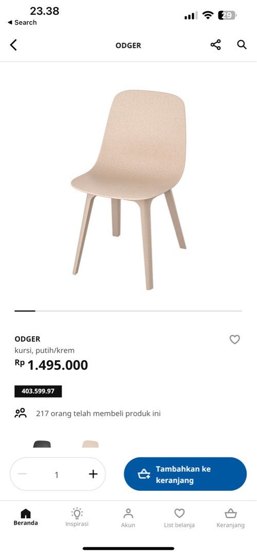 IKEA ODGER CHAIR (IKEA ODGER KURSI), Perabotan Rumah di Carousell