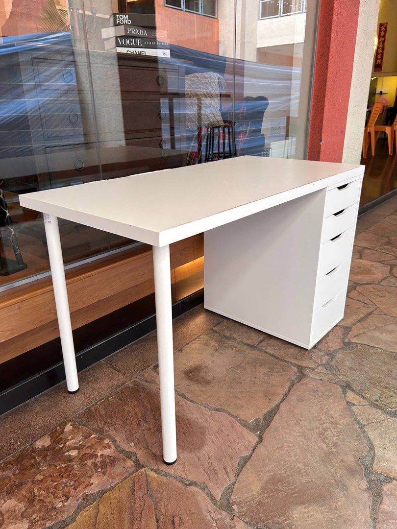 Ikea table/desk combination ikea ALEX drawer, Furniture & Home Living