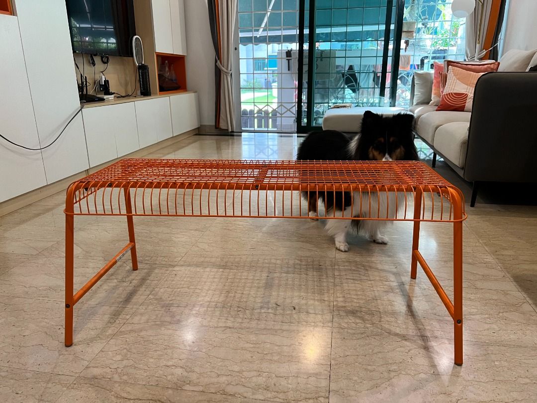 Ikea orange metal bench deals