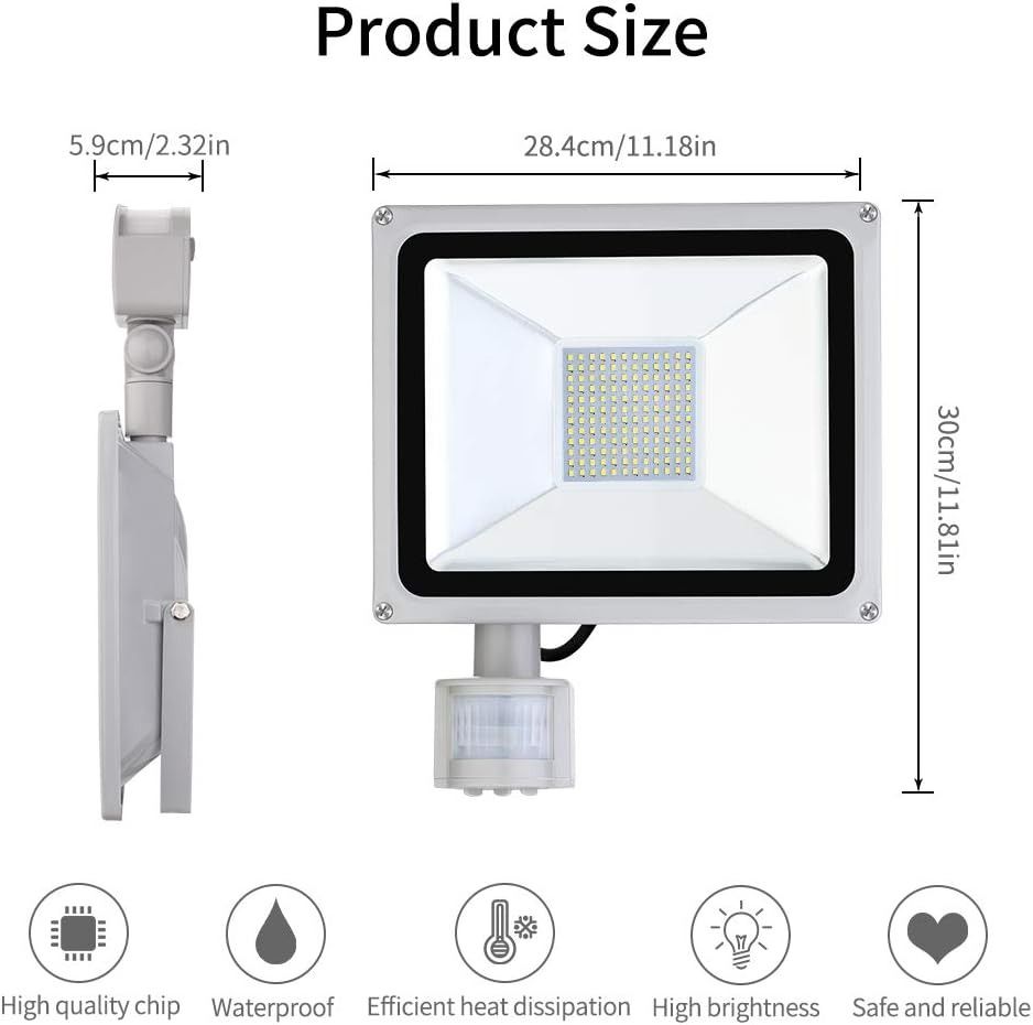 J027) MOTION SENSOR LED FLOOD LIGHTS 100W 10000LM WARM WHITE OUTDOOR ...