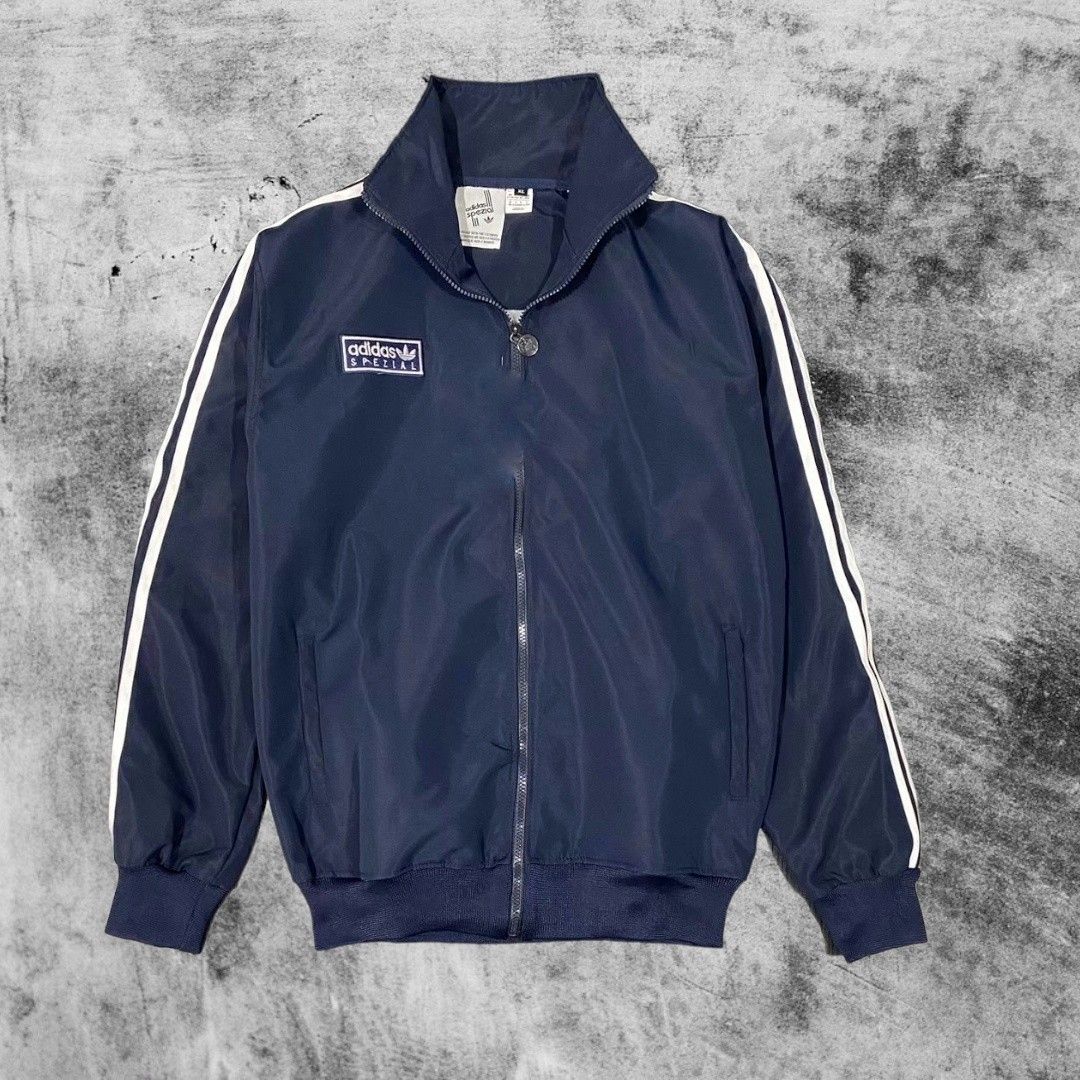 Jaket Tracktop Adidas Spezial Biru Navy, Fesyen Pria, Pakaian