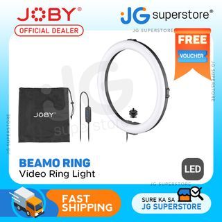 JOBY 12" Beamo Ring Light with up to 5600k Color Temperature and 10 Brightness Settings with In-line Remote Control Perfect for Vlogging, Makeup Tutorial,  Photo and Video Lighting | JG Superstore