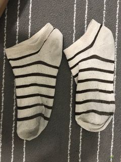 Kaos Kaki pendek japanese jepang japan white brown stripe stripes garis garis line
