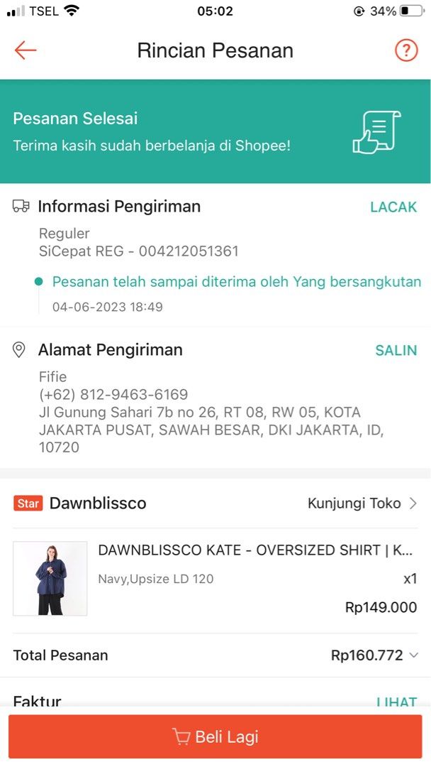 Kemeja/Blus warna Navy/Biru tua,,dengan benang kontrasvwarna putuh on