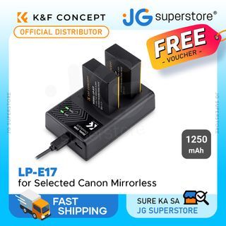 K&F Concept LP-E17 1250mAh Rechargeable Canon Camera Battery and Dual Slot Charger Kit with 2 Batteries, USB Type C for Canon EOS RP, Rebel, T8i, T7i, T6i, T6s, SL2, SL3, EOS M3, M5, M6 Mark II, 77D, 200D, 750D, 760D, 800D, 8000D KF28-0014 | JG Superstore
