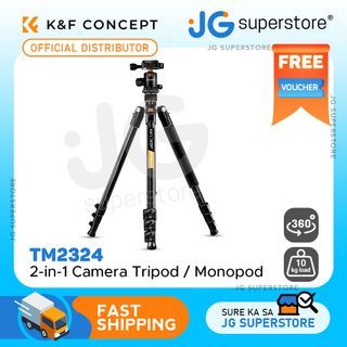 K&F Concept TM2324 2-in-1 Compact Camera Tripod / Monopod with 10kg Payload, 360 Degree Ball Head, and Adjustable Angle Buttons | B234A1+BH-28L | JG Superstore