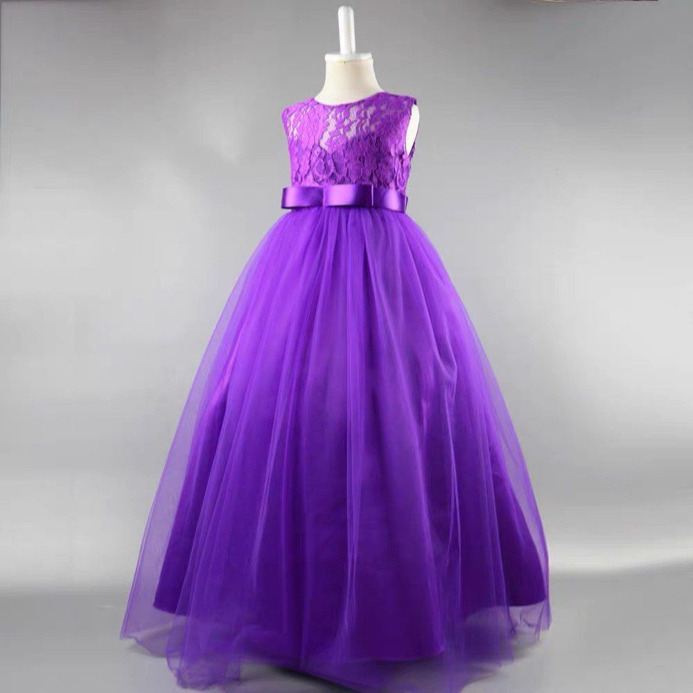 Kid Girl Lace Princess Wedding Evening Birthday Party Dress Gown